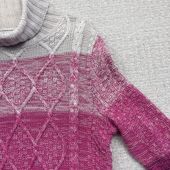 VTG Cotton Country Multicolor Sweater Women S Heavy 3D Cable Knit Canada made - Picture 9 of 16